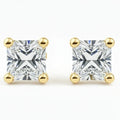 IGI Certified Princess Cut Lab Grown Diamond Solitaire Stud Earrings Yellow Gold by Fine Color Jewels