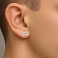IGI Certified Princess Cut Lab Grown Diamond Solitaire Stud Earrings White Gold by Fine Color Jewels