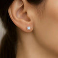IGI Certified Princess Cut Lab Grown Diamond Solitaire Stud Earrings Yellow Gold by Fine Color Jewels