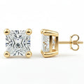 IGI Certified Princess Cut Lab Grown Diamond Solitaire Stud Earrings Yellow Gold by Fine Color Jewels