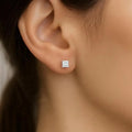 IGI Certified Princess Cut Lab Grown Diamond Solitaire Stud Earrings White Gold by Fine Color Jewels