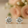 IGI Certified Round Lab Grown Diamond Solitaire Stud Earrings Rose Gold by Fine Color Jewels