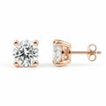 IGI Certified Round Lab Grown Diamond Solitaire Stud Earrings Rose Gold by Fine Color Jewels