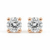 IGI Certified Round Lab Grown Diamond Solitaire Stud Earrings Rose Gold