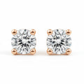 IGI Certified Round Lab Grown Diamond Solitaire Stud Earrings Rose Gold by Fine Color Jewels