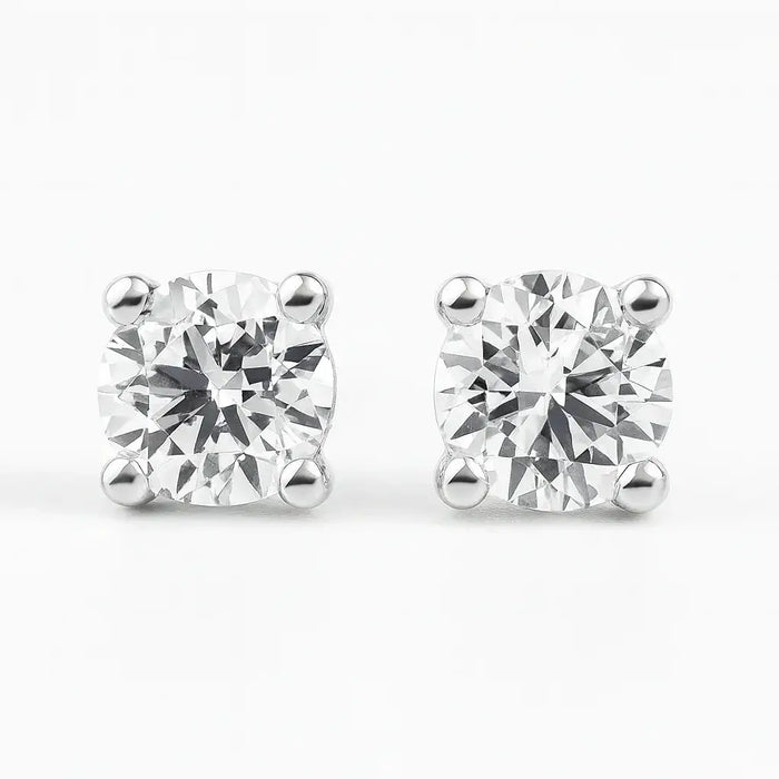 IGI Certified Round Lab Grown Diamond Solitaire Stud Earrings White Gold by Fine Color Jewels