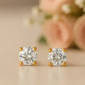 IGI Certified Round Lab Grown Diamond Solitaire Stud Earrings Yellow Gold by Fine Color Jewels