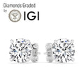 IGI, F/VS1, 4 CT Solitaire Lab-Grown Round Diamond Studs Earring, 950 Platinum by DailySale