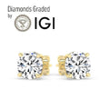 IGI,F/VS1 ,2 CT Solitaire Lab-Grown Round Diamond Studs Earring, 18K Yellow Gold by DailySale