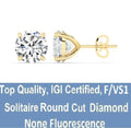 IGI,F/VS1 ,2 CT Solitaire Lab-Grown Round Diamond Studs Earring, 18K Yellow Gold by DailySale