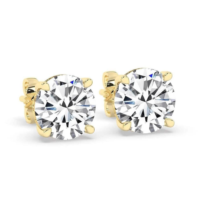 IGI,F/VS1 ,2 CT Solitaire Lab-Grown Round Diamond Studs Earring, 18K Yellow Gold by DailySale