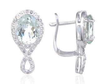 Green Amethyst Dual Stone Earrings by Fine Color Jewels