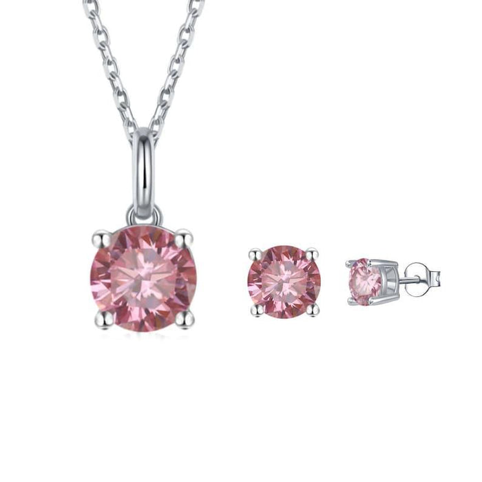 Pink Moissanite Jewelry Set by Fine Color Jewels