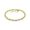 Baguette White Topaz  Prong 14k Yellow Gold Plated Silver Link Bracelet