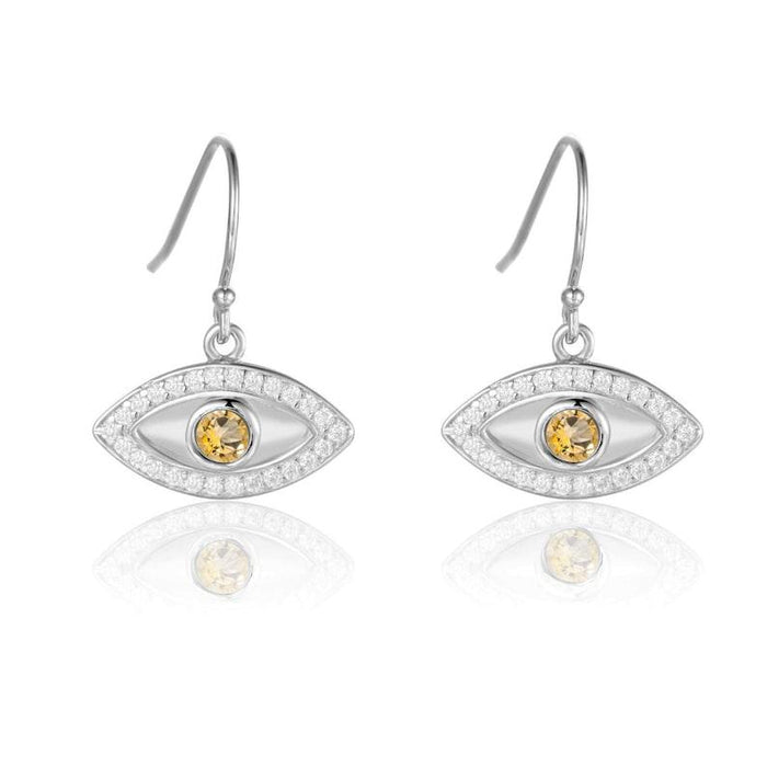Natural Citrine Evil Eye Earrings by Fine Color Jewels