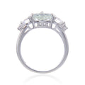 1.44 Ct Oval Green Amethyst Prong Silver Cocktail Ring by Fine Color Jewels