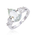2.57 Ct Pear Green Amethyst Prong Silver Cocktail Ring by Fine Color Jewels