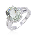 1.44 Ct Oval Green Amethyst Prong Silver Statement Ring by Fine Color Jewels