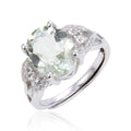 1.44 Ct Oval Green Amethyst Prong Silver Engagement Ring by Fine Color Jewels