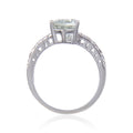 0.35 Ct Pear Green Amethyst Prong Silver Pave Solitaire Ring by Fine Color Jewels