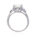 2.57 Ct Pear Green Amethyst Prong Silver Cocktail Ring by Fine Color Jewels