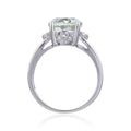 1.44 Ct Oval Green Amethyst Prong Silver Statement Ring by Fine Color Jewels