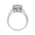 1.44 Ct Oval Green Amethyst Prong Silver Chunky Engagement Ring by Fine Color Jewels