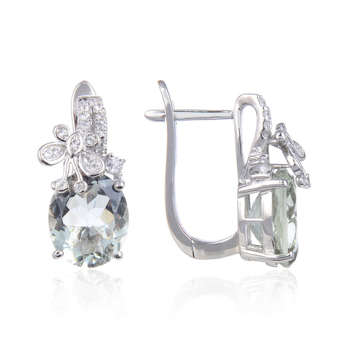 Green Amethyst Earrings by Fine Color Jewels