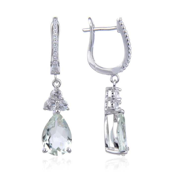 Green Amethyst Drop Earrings by Fine Color Jewels