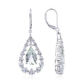 Green Amethyst Teardrop Dangling Earrings by Fine Color Jewels