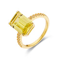 3.30 Ct Emerald cut Yellow Sapphire Prong 18k Yellow Gold Over Silver Engagement Ring by Fine Color Jewels