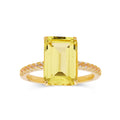 3.30 Ct Emerald cut Yellow Sapphire Prong 18k Yellow Gold Over Silver Engagement Ring by Fine Color Jewels