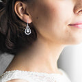 Green Amethyst Teardrop Dangling Earrings by Fine Color Jewels