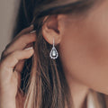 Green Amethyst Teardrop Dangling Earrings by Fine Color Jewels