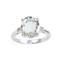 1.44 Ct Oval Green Amethyst Prong Silver Chunky Engagement Ring by Fine Color Jewels