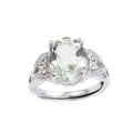 1.44 Ct Oval Green Amethyst Prong Silver Engagement Ring by Fine Color Jewels