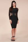 Black Sheer Sleeve Bandage Dress