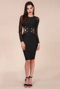 Black Sheer Sleeve Bandage Dress by The House of Stylez