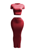 Short Sleeve Crop Top & Long Skirt Set by The House of Stylez