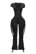 Mineral Washed Fringe Jumpsuit by The House of Stylez