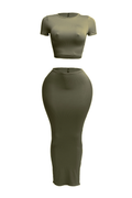 Short Sleeve Crop Top & Long Skirt Set by The House of Stylez