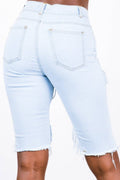 Light Blue Distressed Bermuda Shorts by The House of Stylez