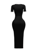 Collar Neck Short Sleeve Maxi Dress by The House of Stylez