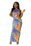 Multi Color Pattern Maxi Dress