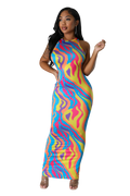 Multi Color Pattern Maxi Dress by The House of Stylez