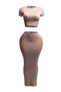 Short Sleeve Crop Top & Long Skirt Set by The House of Stylez