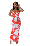 V-Neck Tropical Maxi Dress