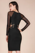 Black Sheer Sleeve Bandage Dress by The House of Stylez