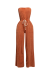 Curvy Mineral Washed Strapless Wide Leg Jumpsuit