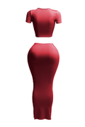 Short Sleeve Crop Top & Long Skirt Set by The House of Stylez